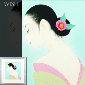 【真作】【WISH】鶴田一郎「椿日和」リトグラフ 6号大 2009年作 直筆サイン ◆人気作 　　〇現代美人画巨匠 アールヌーボ #24103286