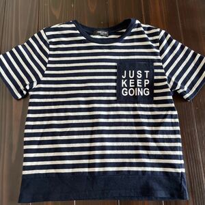 COMME CA ISM★半袖Tシャツ★ボーダーTシャツ★中古★130★ネイビー★キッズ★子供服