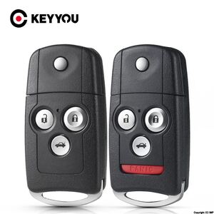 Keyyouホンダアキュラシビックアコードジャズcrv hrvリモートフリップキーfobシェルケース3/4ボタン2009 2010 2011 2012 2013 2014