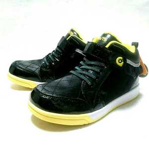 未使用/GRAVIS/ALEX.K FRILL/グラビス/アレックス フリル/女児/ミッド/スニーカー/23.0cm/black×yellow