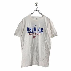 NIKE 半袖 プリント Tシャツ M ホワイト ナイキ バスケットボール バックプリント スポーツ 古着卸 アメリカ仕入 a506-7058