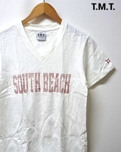 S【T.M.T. SOUTH BEACH V-NECK Tee White TMT Tシャツ ティーエムティー サウス ビーチ Tシャツ TMT Vネック Tシャツ ホワイト】