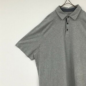  Roundtree & Yorke Casuals 半袖 ポロシャツ グレー ドット柄 ポルカドット ピンドット 綿 コットン 100% US古着 大きめ XL 