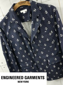 ENGINEERED GARMENTS NEW YORK BAKER JACKET PRINTED OXFORD ANCHOR エンジニアード ガーメンツ ジャケット 錨 USA製 総柄 テーラード