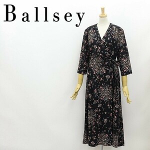 新品◆BALLSEY ボールジー トゥモローランド 花柄 カシュクール ロング ワンピース 黒 ブラック 40