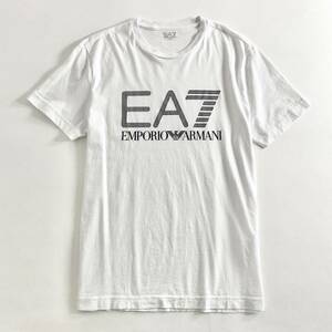 Ef6 EMPORIO ARMANI EA7 エンポリオアルマーニ クルーネックカットソー ロゴプリントTシャツ XS 綿100% ホワイト トップス メンズ 紳士服