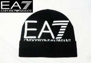 ☆新品!! EA7 EMPORIO ARMANI リッチでお洒落!!存在感抜群☆240127 都会派オトナの今ドキ!!格上げ☆お目立ち♪でかEA7ロゴニット帽 ＜S＞