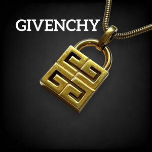 【希少】 ジバンシー GIVENCHY ネックレス ペンダント チョーカーカデナ 鍵 ロックチャーム ヴィンテージ ビンテージ 古着 ゴールド 883