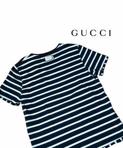 【本物保証】極上美品◆GUCCI グッチ◆外タグデザイン　ボーダー Tシャツ 半袖 カットソー サイズ M