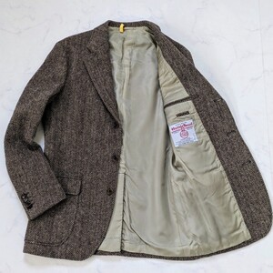 Harris Tweed UNITED ARROWS ハリスツイード ユナイテッドアローズ テーラードジャケット ヘリンボーン ツイード 段返り3B 茶 L メンズ