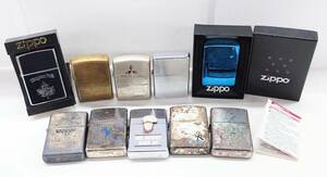 T302-W11-878▲Zippo ジッポ ライター 10点 三菱モーターズ/アメリカンイーグル/メイプルリーフ/Wendy 他 ケース付き 喫煙具 火花有り④