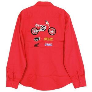 良好　SUPREME シュプリーム Honda Fox Racing 19AW WORK HRC ホンダ フォックスレーシング ワークシャツ サイズSレッド検索ホンダCRF