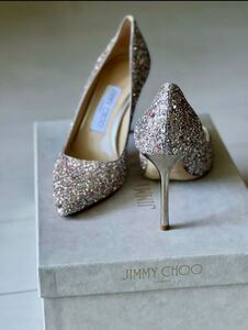 【新品未使用】JIMMY CHOO 23cm(EU36)グリッターパンプス　ピンクゴールド