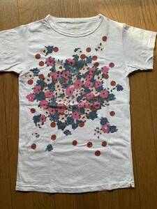45R 45rpmフォーティーファイブアールピーエム/ピンク花束プリント半袖Tシャツ白1