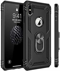 iPhone XS 用ケース/iPhone X 用ケース リング対応 落下衝撃吸収 TPU PC 米軍MIL規格 二重構造 リング