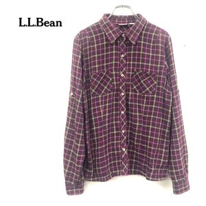 1N2146-W-N◆L.L.bean エルエルビーン 長袖 チェックシャツ アウトドア カジュアル レディース◆size:M-REG パープル系 コットン