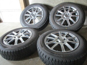 冬用+軽量&日本製set!! ENKEI Racing PF02 (15x6+50 4H/100) バリ溝(DUNLOP WM02/2023) 185/65R15 フリード スパイク Note ノート デミオ 