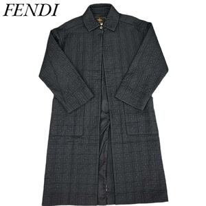 FENDI フェンディ ロングコート ズッカ 総柄 ステンカラーコート 774