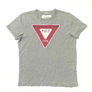 衝撃の1円スタート！ファン待望モデル！【Abercrombie&Fitch アバクロ】オリジナルデザイン 半袖プリントTシャツ【L/グレー】W44