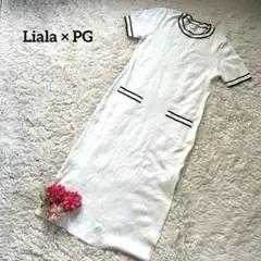 Liala × PG ホワイトロング丈半袖ワンピース　体系カバー　レディースM