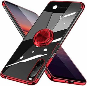 【残りわずか】 赤 10 IISO-41ASOV43_レッド II ケース Xperia リング クリア TPU 耐衝撃 透明 サ