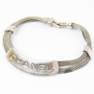 96145★1円スタート★CHANEL シャネル ロゴ アクセサリー ヴィンテージ ブレスレット GP シルバー