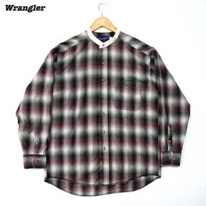 Wrangler Omble No-Collar Shirts 16.5-34 SHIRT23157 ラングラー オンブレチェック シャツ 襟なし ノーカラー