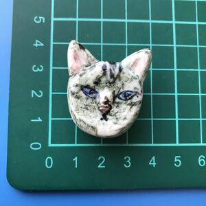 帯留め 陶器 猫　#74