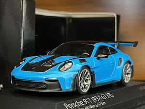 1/43 限定500 ミニチャンプス ポルシェ 911 992 GT3RS Weissach Package 2023 リビエラブルー/シルバーホイール 1:43 Minichamps Porsche