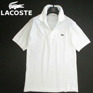 日本製 ▼ 美品！　ラコステ　L1212A　半袖ポロシャツ　白　鹿の子　ピケ　LACOSTE　L1212　ラコステジャパン　ワンポイント　4　Lサイズ