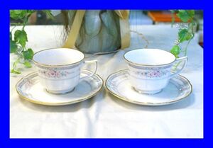 ○美品 ノリタケ Noritake 花柄 カップ&ソーサー 2客 D1741