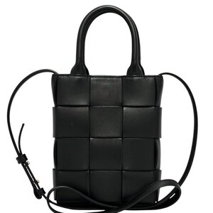 ボッテガ・ヴェネタ BOTTEGA VENETA ミニ カセット 2WAYバッグ マキシイントレ 黒 レザー 709341 【69227】