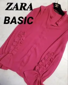 A8927★ZARA BASIC★くしゅくしゅ袖pinkブラウス❤︎高みえ