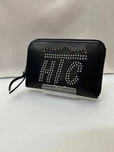 20241007【HTC】エイチティーシー T-2 Zipper Wallet 財布 ラウンドファスナー Shield Logo ロゴ ミディアム レザー スタッズ