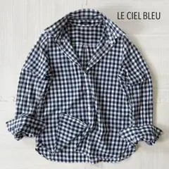 LE CIEL BLEU シャツ ブラウス チェック柄 薄手38 黒 black