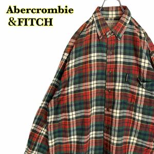 Abercrombie&FITCH アバクロンビーアンドフィッチ　長袖シャツ　ネルシャツ　チェック柄　ボタンダウン　メンズ　Lサイズ　【AY0942】