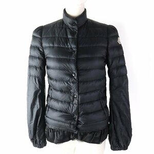 美品△MONCLER S モンクレール Sacai サカイ 53048 SAKI サキ 裾フリルデザイン ロゴパッチ付 ダウンジャケット ブラック 00 国内正規品