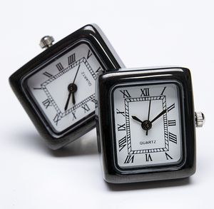 ★カフスボタン ONYX-ART LONDON CLM_06 RECTANGULAR BLACK WATCH Cufflinks　これマジで動きます・・♬～