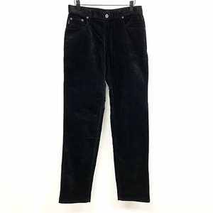 ELLE HOMME Jeans エル オム ジーンズ 79 メンズ ベロアパンツ テーパード ウエストにロゴパッチ ジップフライ ロング 綿100% ブラック 黒