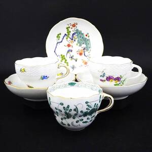 Meissen 小花散らし / シノワズリ 他 カップ＆ソーサー 計6点 茶器 食器 金彩 マイセン 80サイズ発送 KK-3390560-130-mrrz