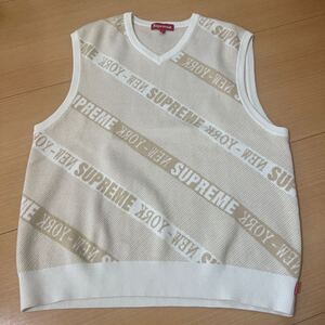 Supreme 22SS Stripe Sweater Vest white M シュプリーム ストライプ セーター ベスト ホワイト 