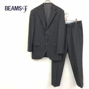 1O2703-K◆日本製 BEAMS F ビームス シングルスーツ◆size95 ブラウン チェック 総裏 ウール100% フォーマル 紳士 ビジネス オフィス