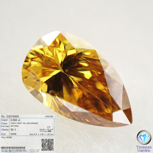 トレジャーG) Fancy Deep Yellow Orange 0.088ct SI1【CGLソーティング】オレンジダイヤモンド イエロー ペアシェイプ Orangy [Lo-DNo4-aw]