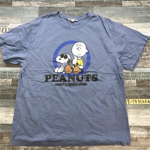 PEANUTS ピーナッツ メンズ スヌーピー&チャーリー・ブラウン 半袖Tシャツ 大きいサイズ LL くすみブルー