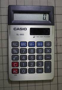 中古品　カシオ CASIO　電卓 SL-660　光電池とボタン電池のツーウェイ方式