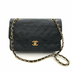 1円 CHANEL シャネル マトラッセ Wフラップ Wチェーン ショルダー バッグ ターンロック ブラック a3996