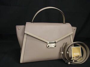 1円 ■美品■ MICHAEL KORS マイケルコース レザー 2WAY クロスボディ ハンドバッグ ショルダー 斜め掛け ピンクベージュ系 FA8841