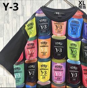 Y-3 Y3 ワイスリー Yohji Yamamoto ヨウジヤマモト adidas アディダス コラボ 半袖 Tシャツ サイズS 総柄 デカロゴ ビッグロゴ ロゴ満載