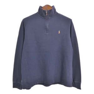 Polo by Ralph Lauren ポロ ラルフローレン ハーフジップ コットン ニット セーター ネイビー (メンズ M) 中古 古着 S0484