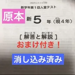 サピックス5年新学年第1回入室テスト2022年　原本❗️おまけ付き！1月組分け対策